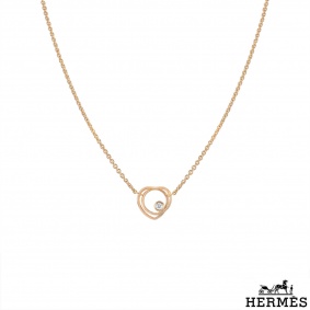 Herms Rose Gold Diamond Vertige Coeur Necklace